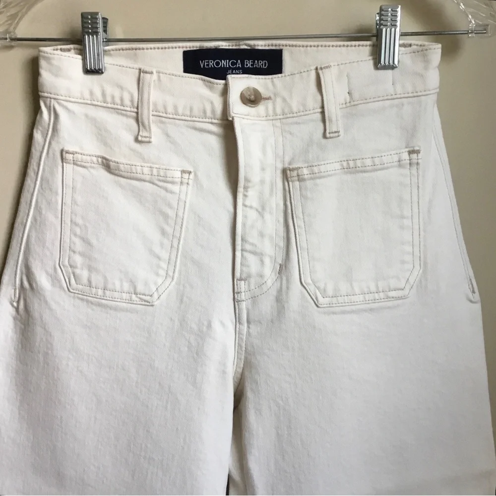 NEW Veronica Beard Grant Wide Leg Crop High Rise Ecru Jeans Size 25 - Picture 4 of 12
